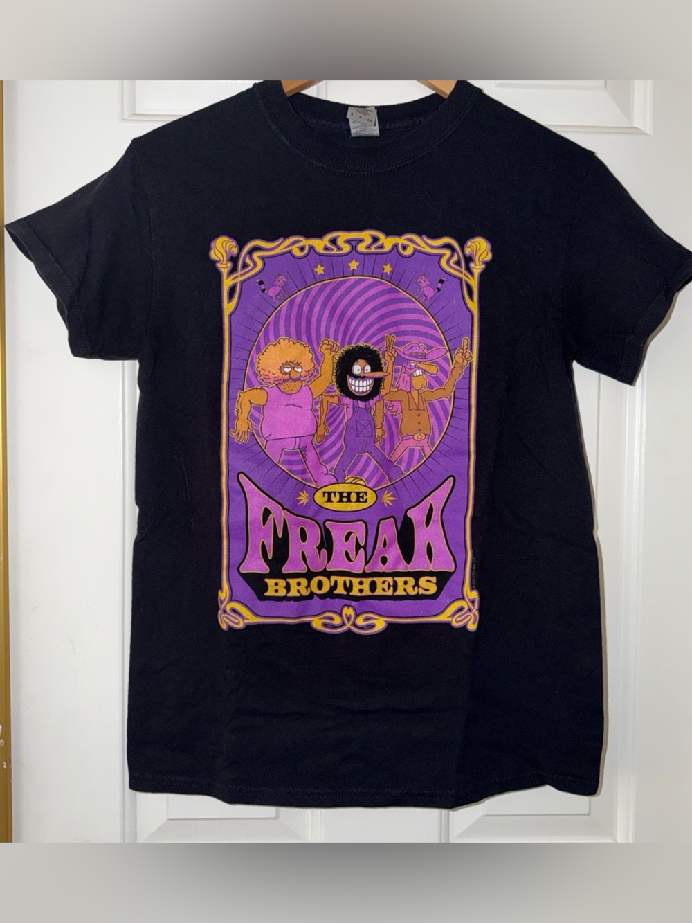 The FREAK Brothers Graphic Tee - Black with Purple & Yellow Art